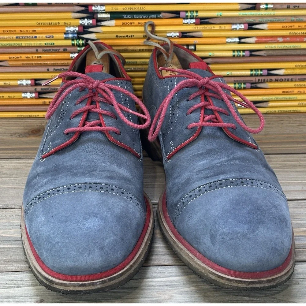 Johnston Murphy Leather Blue Shoes Business Men's Sz 12 M Preppy Career